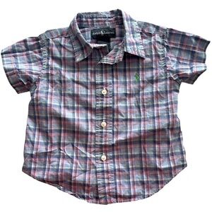 Polo Ralph Lauren Infant Boys Short Sleeve Plaid Button Down Shirt Size 12M